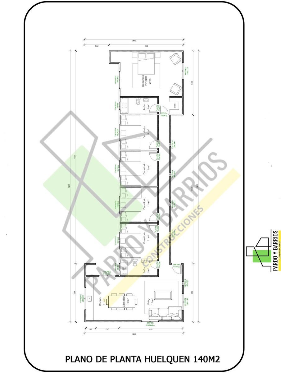 Plano del Modelo Huelquen 140m2