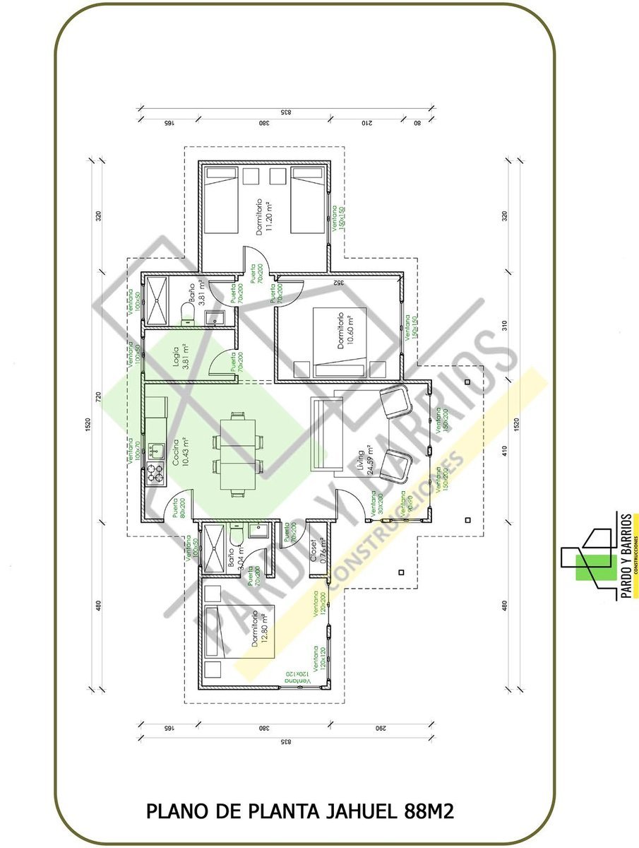 Plano del Modelo Jahuel 88m2