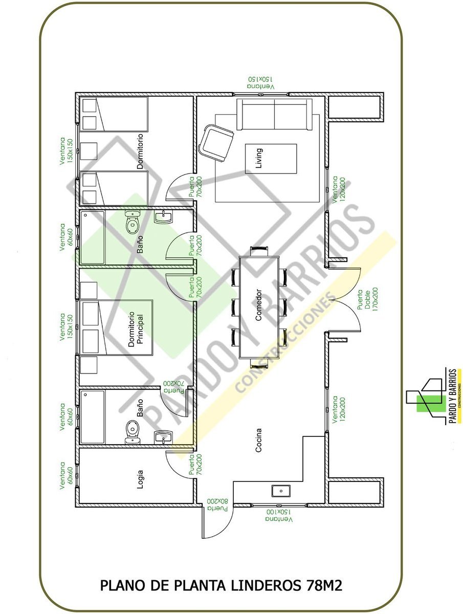 Plano del Modelo Linderos 78m2