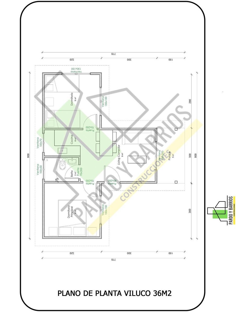 Plano del Modelo Viluco 36m2